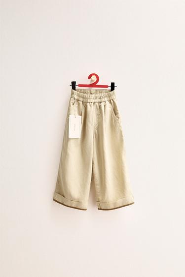 ZARA TIMELESS - PANTALÓN CON LINO BAJO CONTRASTE - Mantequilla de Zara