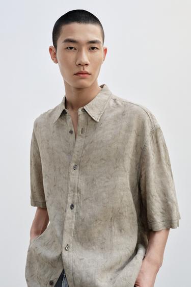 Zara 人造絲提花襯衫 - 米色