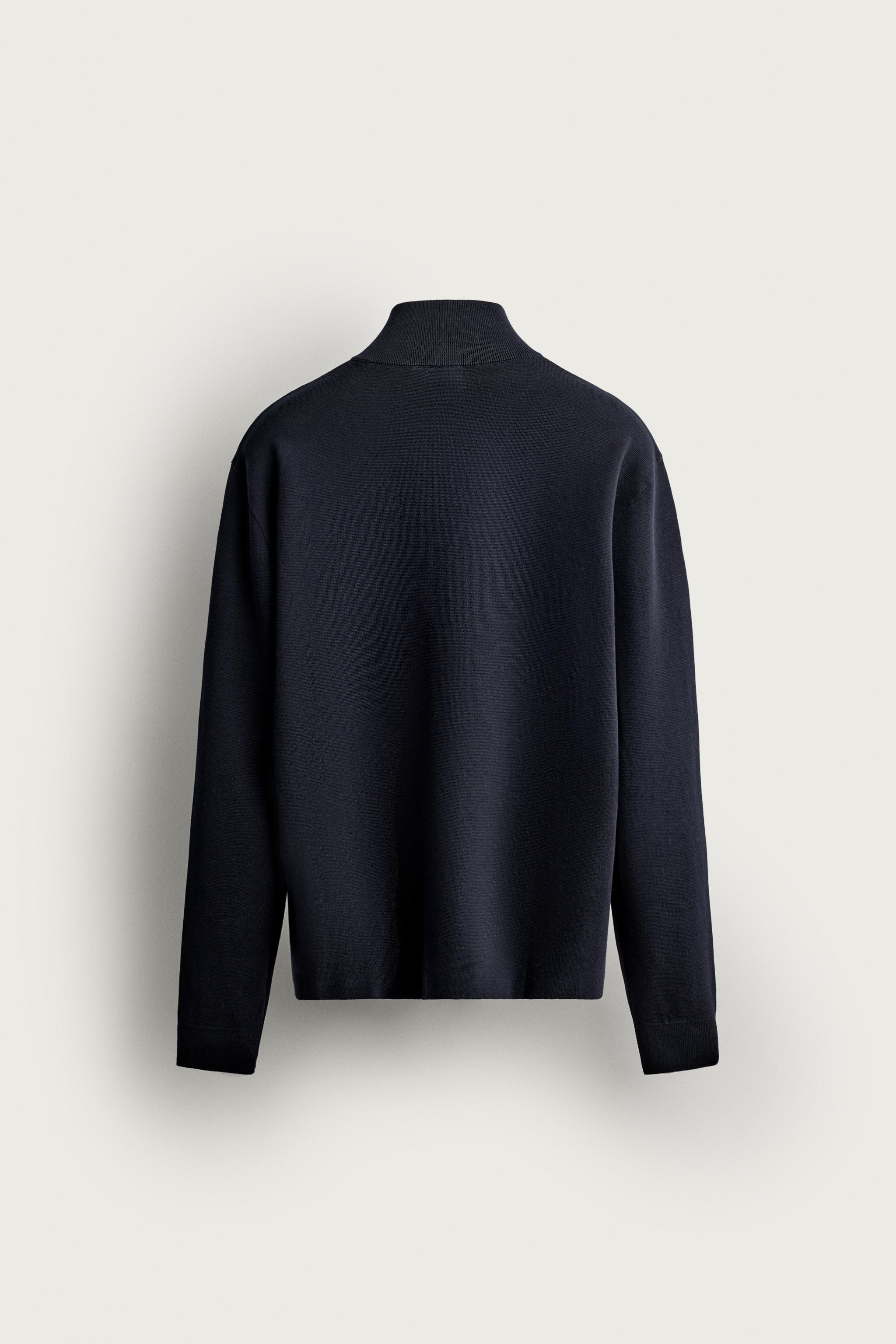 REGULAR FIT QUARTER-ZIP SWEATER - Navy blue | ZARA Canada