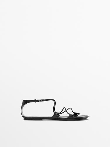 Zara Strappy flat sandals - Black - Image 0
