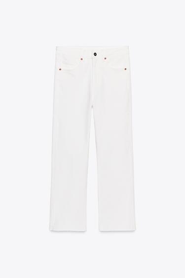 TRF CROPPED FLARE HIGH-WAIST JEANS - Oyster-white by Zara