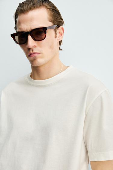 CROPPED FIT MERCERISED T-SHIRT - White by Zara