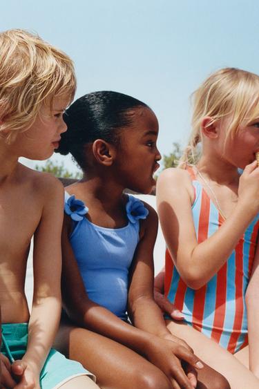 2-6 YEARS/ 3D FLORAL TEXTURED SWIMSUIT - Mid-blue by Zara