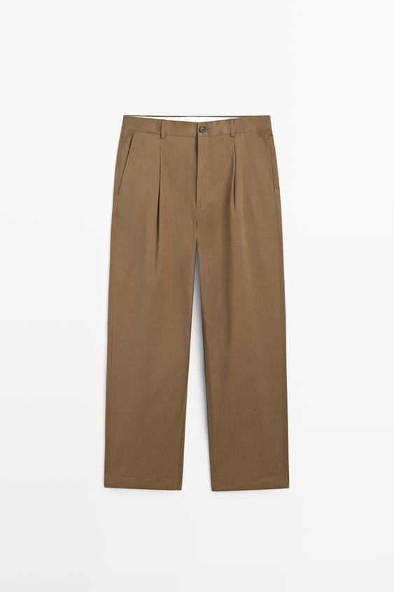 Zara Cotton blend relaxed fit pants - Caramel - Image 0