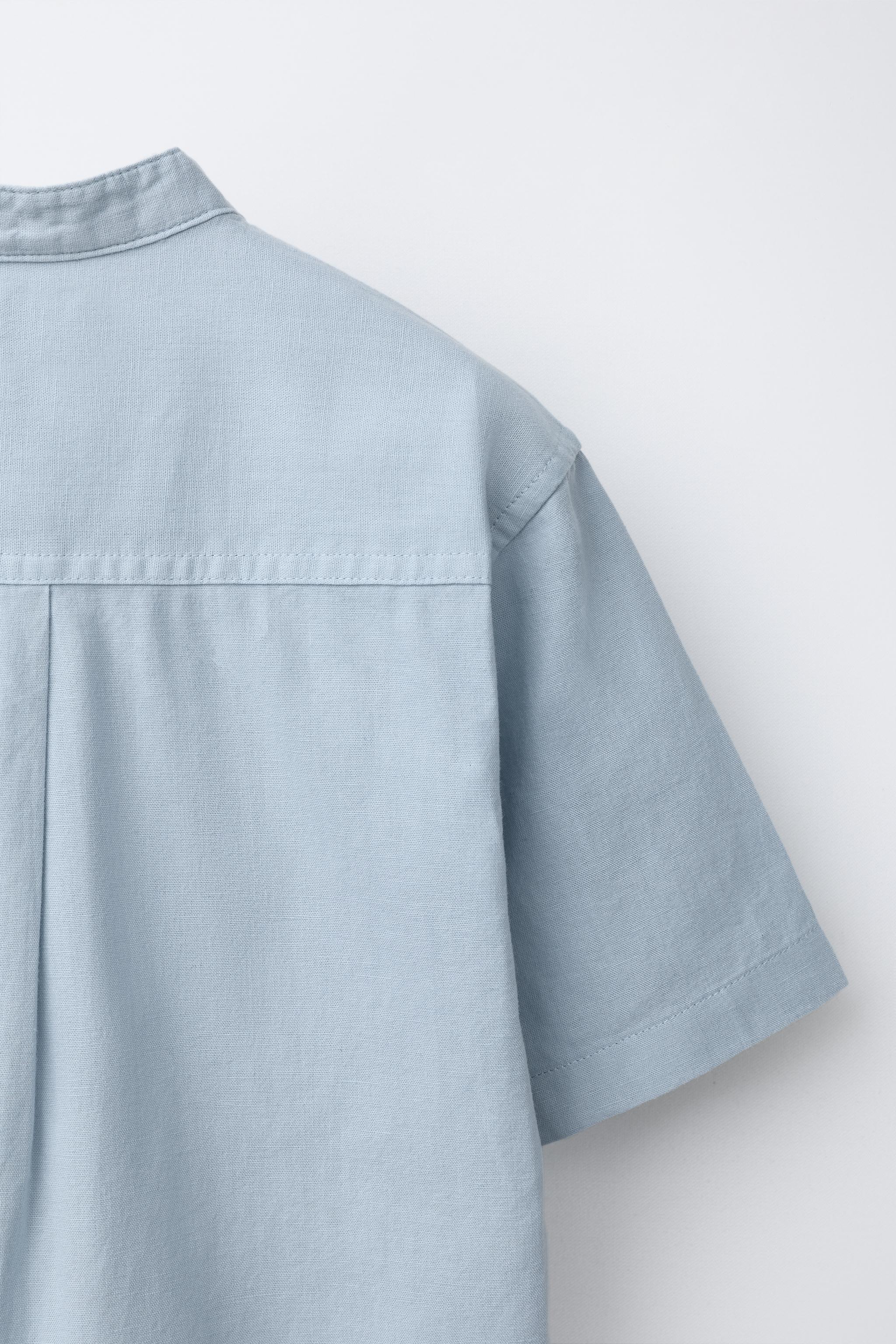 MANDARIN COLLAR SHIRT WITH COTTON AND LINEN