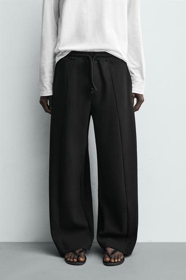 RELAXED FIT JOGGERS WITH SEAMS - Black by Zara