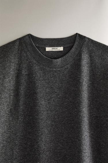 T-SHIRT MANCHES COURTES DROIT - Gris foncé de Zara - Image 1