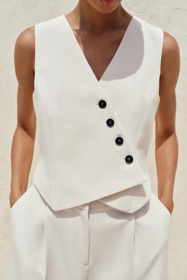 WIDE WAISTCOAT JUMPSUIT - Ecru by Zara