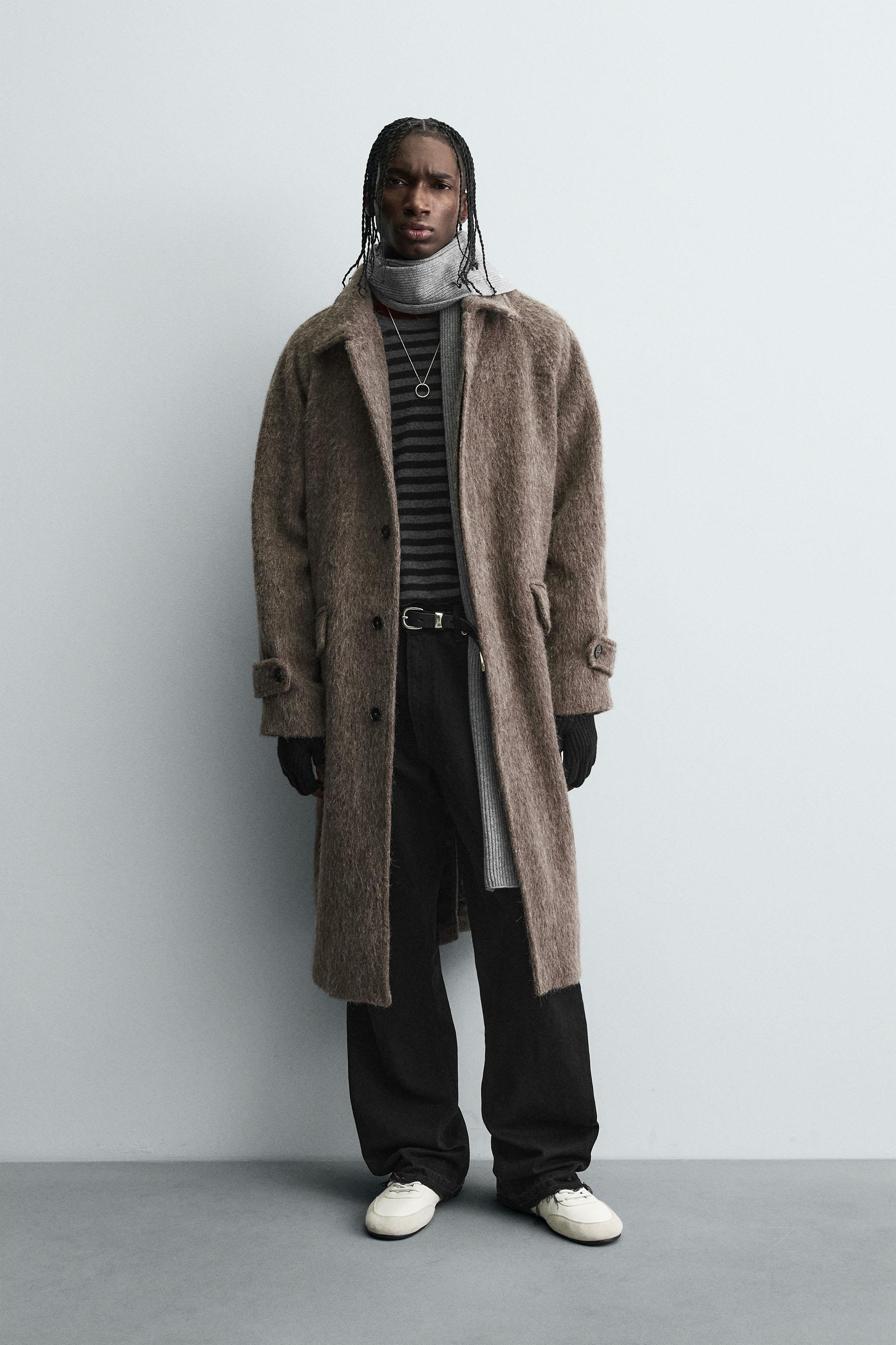 FAUX FUR WOOL COAT