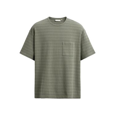 T-SHIRT JACQUARD À RAYURES ET POCHE - Beige / Vert de Zara
