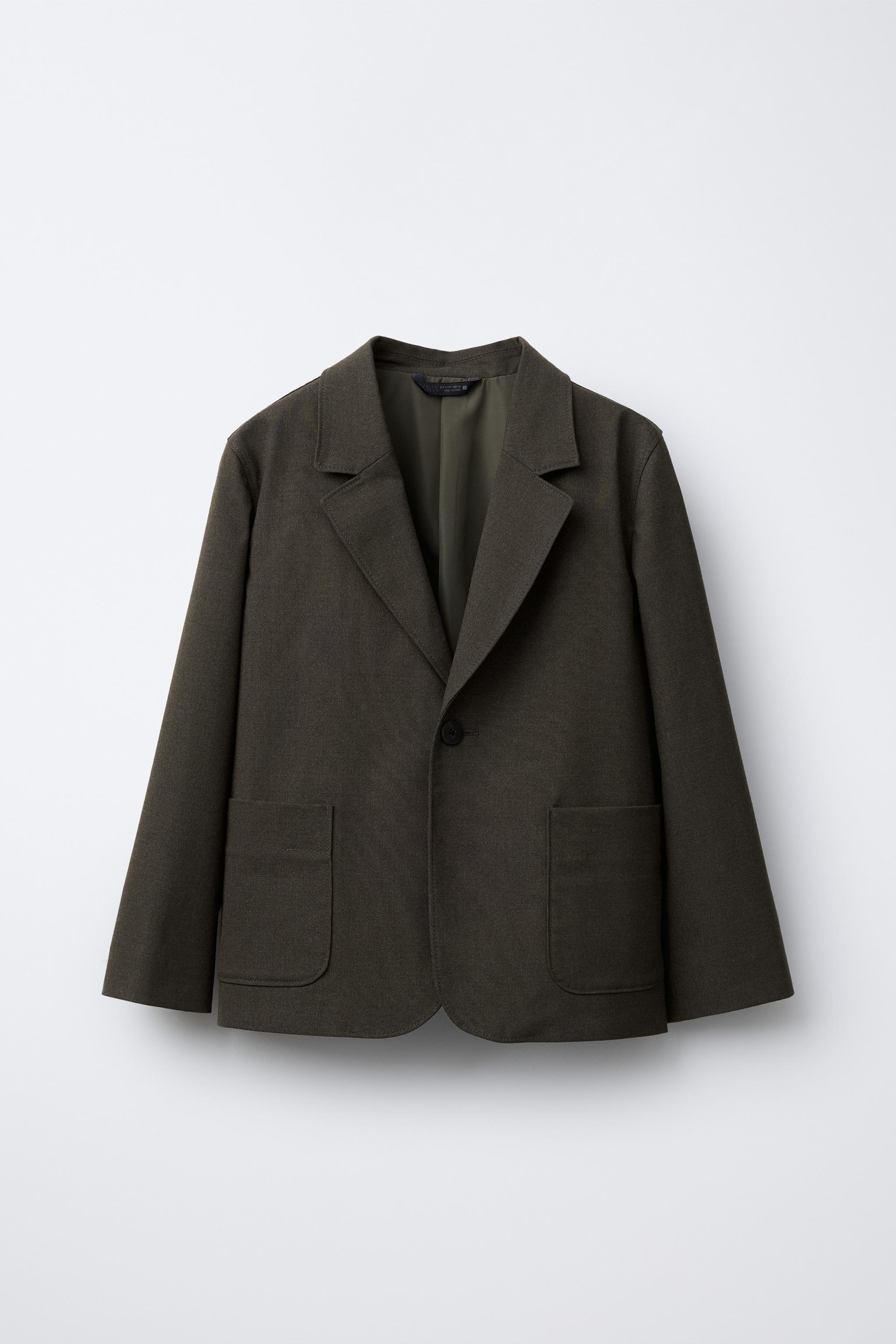 FLANNEL SUIT BLAZER - Dark khaki | ZARA United States