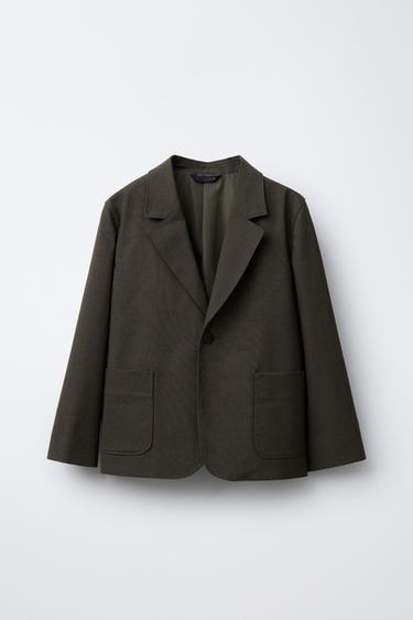 VESTE DE COSTUME EN FLANELLE - Kaki foncé de Zara