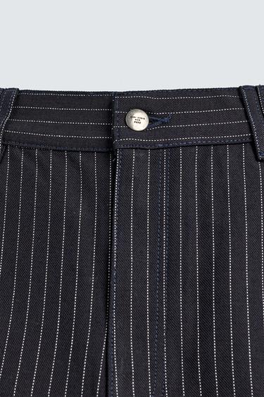 SHORT PLISSÉ À RAYURES - Bleu de Zara - Image 7