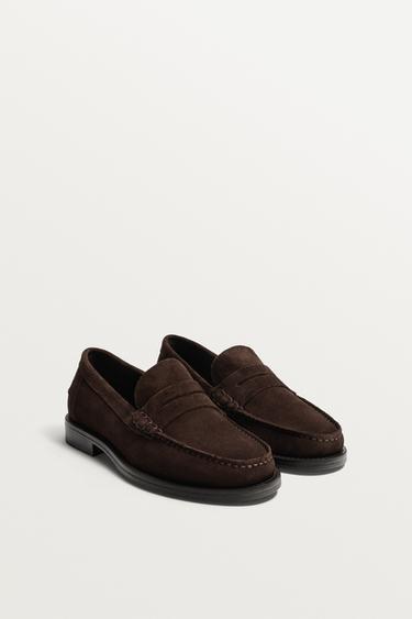 Zara LEATHER LOAFERS - Brown