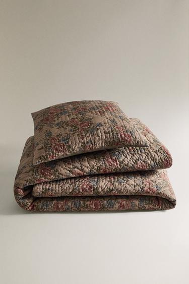 REVERSIBLE FLORAL QUILT - Greenish by Zara