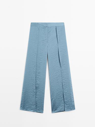 Pantalon palazzo fluide et fendu - Lavande de Zara - Image 0