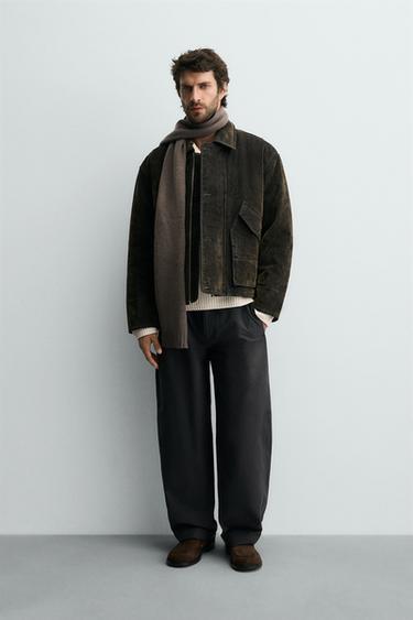 Zaras CAZADORA VELOUR TWILL - Mörkgrön