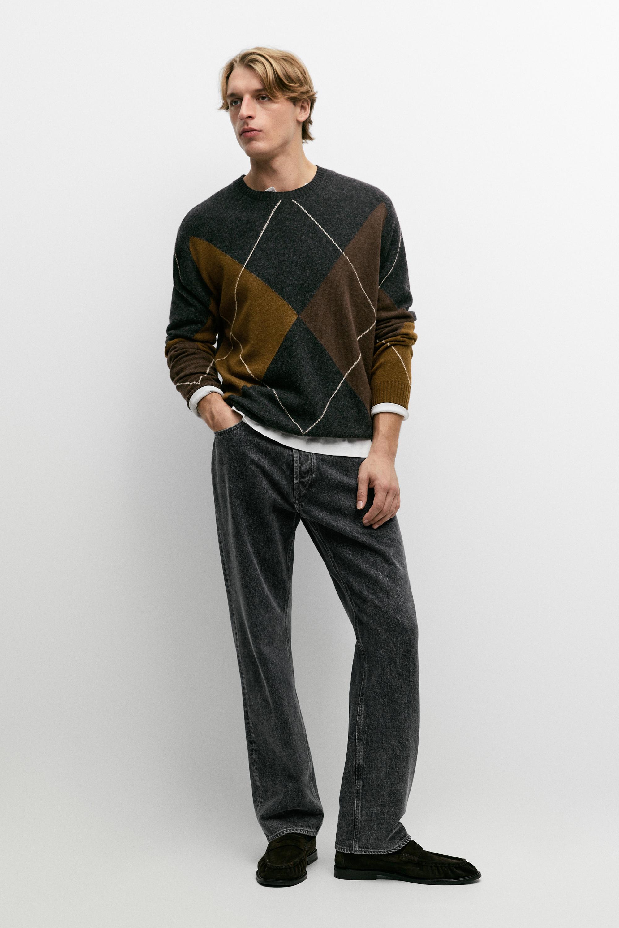 Pull à losanges en maille 100 % laine
