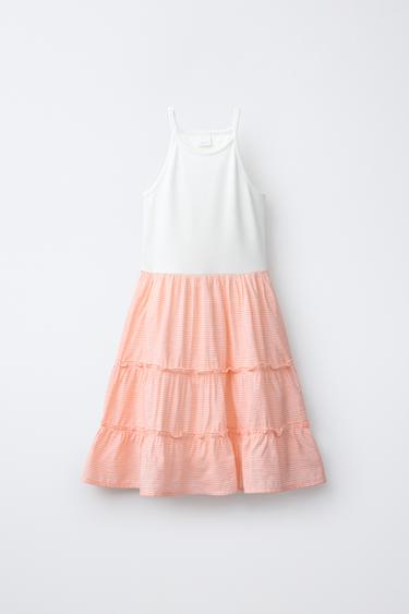 RIBBED DRESS WITH RUFFLES - Light orange by Zara