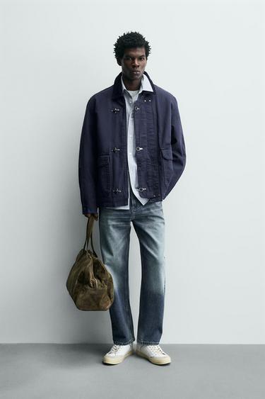 BLOUSON COL CONTRASTE À BRANDEBOURGS - Bleu roi de Zara