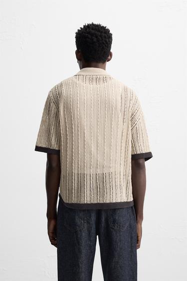 CHEMISE POINT AJOURÉ - Beige de Zara - Image 2