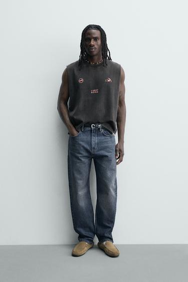 PLAYERA TANK LAVADA ESTAMPADOS - Antracita oscuro de Zara - Imagen 0