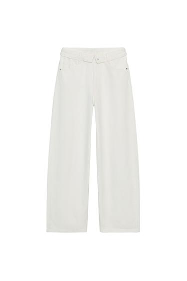 JEANS TRF CINTURA DOBRADA CINTURA BAIXA - Branco-marfim da Zara