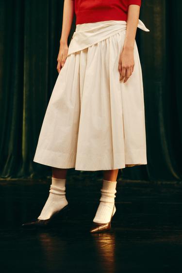 VOLUME SCARF MIDI SKIRT - Ecru by Zara