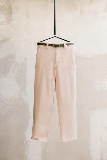 RELAXED FIT CHINO TROUSERS - Pale pink by Zara