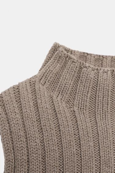 KNITTED HIGH-NECK TOP - Brown / Taupe by Zara - Image 6