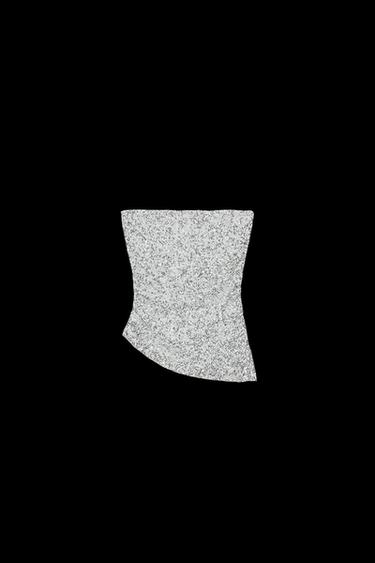 SEQUINNED BANDEAU TOP - Silver by Zara - Image 0