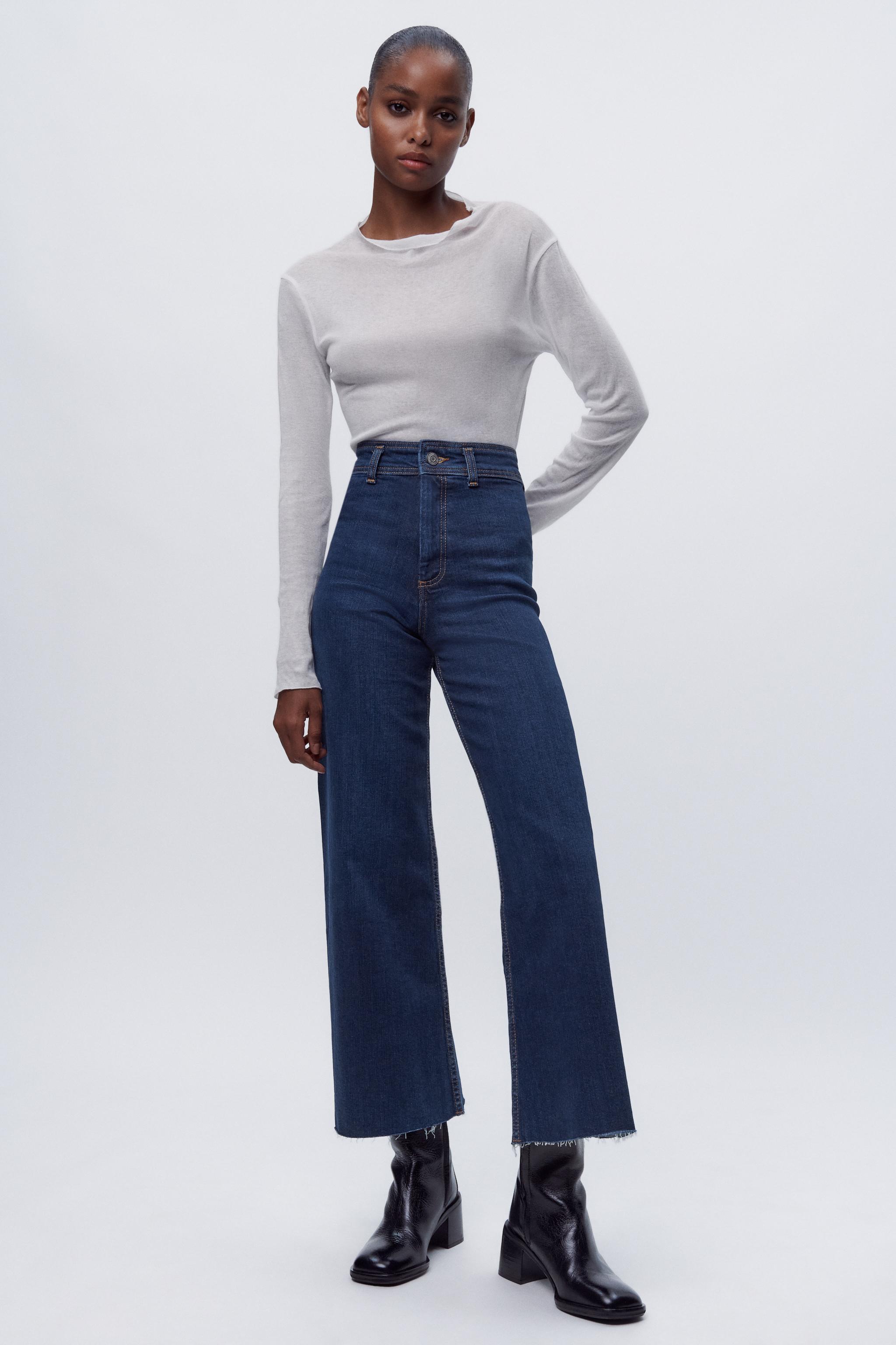 ZW COLLECTION HIGH WAIST MARINE STRAIGHT JEANS - Blue | ZARA 