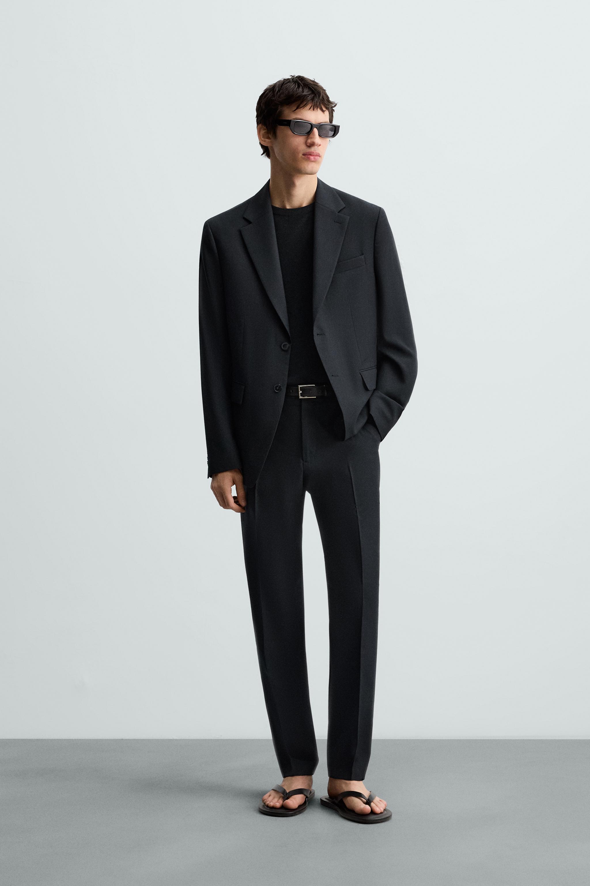 ジャケット・アウター 04AW STONE  Minimalistic Wool JKT WOOL SUIT BLAZER - Navy blue | ZARA South Africa