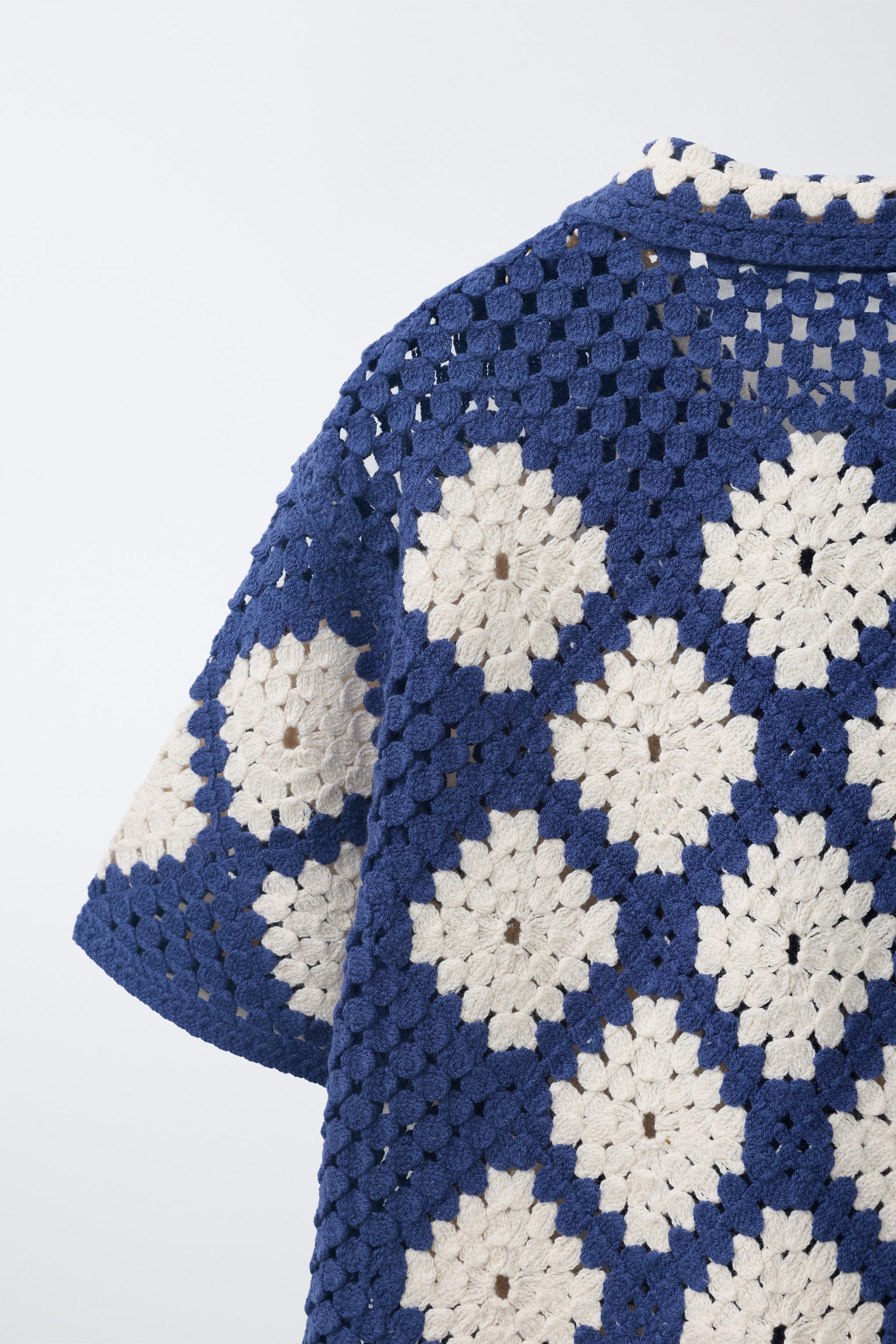 DIAMOND CROCHET KNIT OVERSHIRT