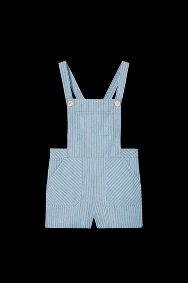 Zara STRIPED OVERALL SHORTS LIMITED EDITION - Blue