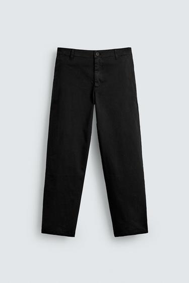 STRAIGHT-LEG TWILL TROUSERS - Black by Zara