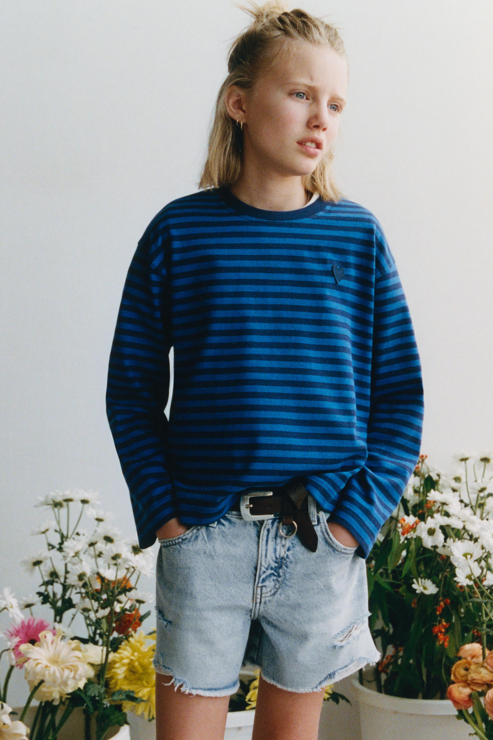 STRIPED EMBROIDERED HEART T-SHIRT