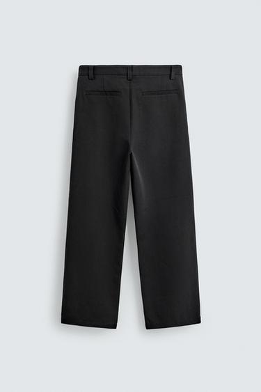 WIDE-LEG PLEATED TROUSERS - Black by Zara - Image 7