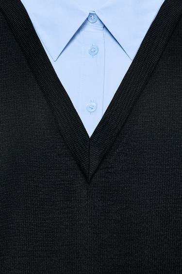 POPLIN COMBINED MINI DRESS - blue/black by Zara - Image 6