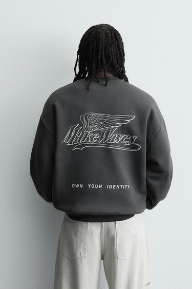 SUDADERA ESTAMPADO combinado - Antracita oscuro de Zara