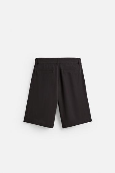 PLEATED WIDE-LEG BERMUDA SHORTS - Chocolate by Zara