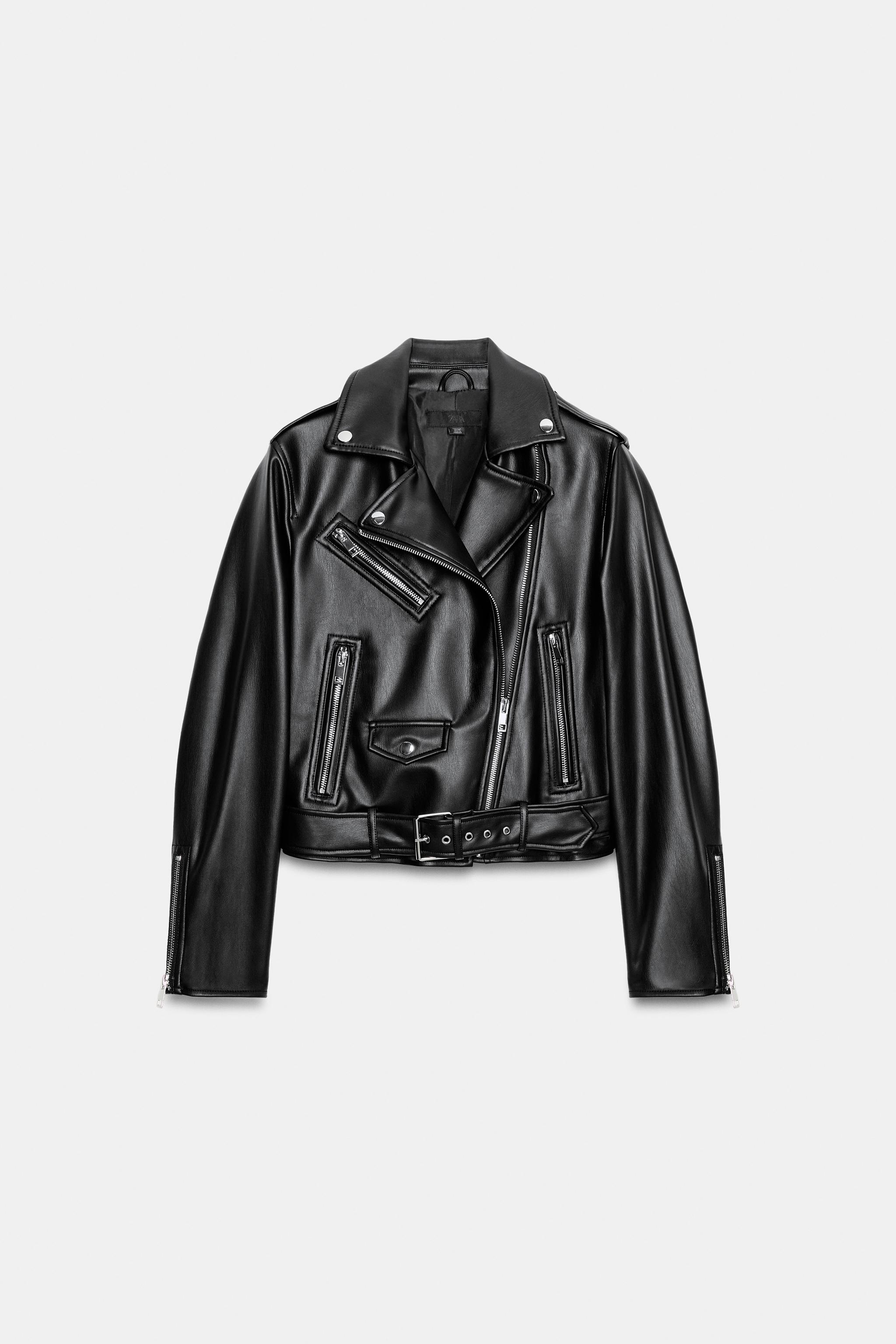 Женские куртки Zara CROPPED FAUX LEATHER BIKER JACKET — фото 5