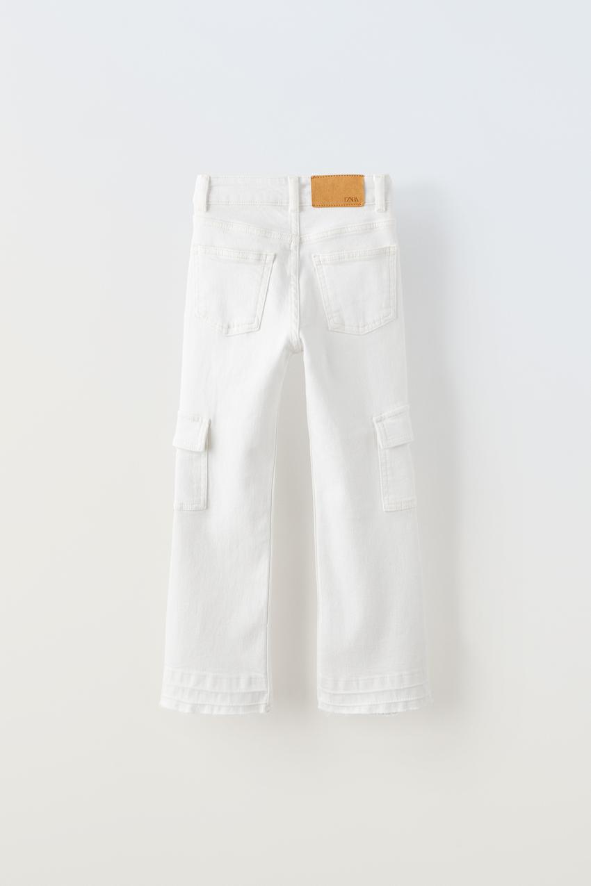 White Cargo Pants Pockets, Streetwear Jeans Pants White