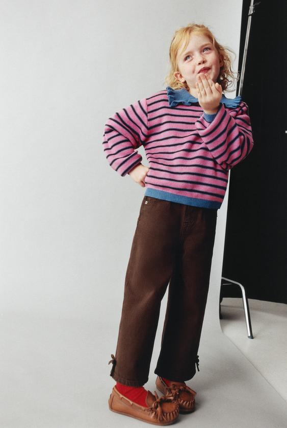 STRIPED KNIT POLO SHIRT - Pink by Zara - Image 0