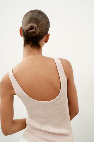 TOP CANNELÉ DENTELLE - rose poudré de Zara - Image 6