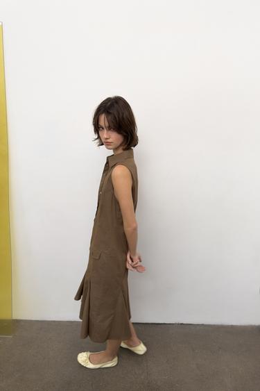 MIDI SHIRT DRESS - Tobacco by Zara - Image 3