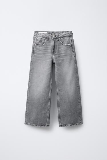 JEANS WIDE LEG - Gris de Zara