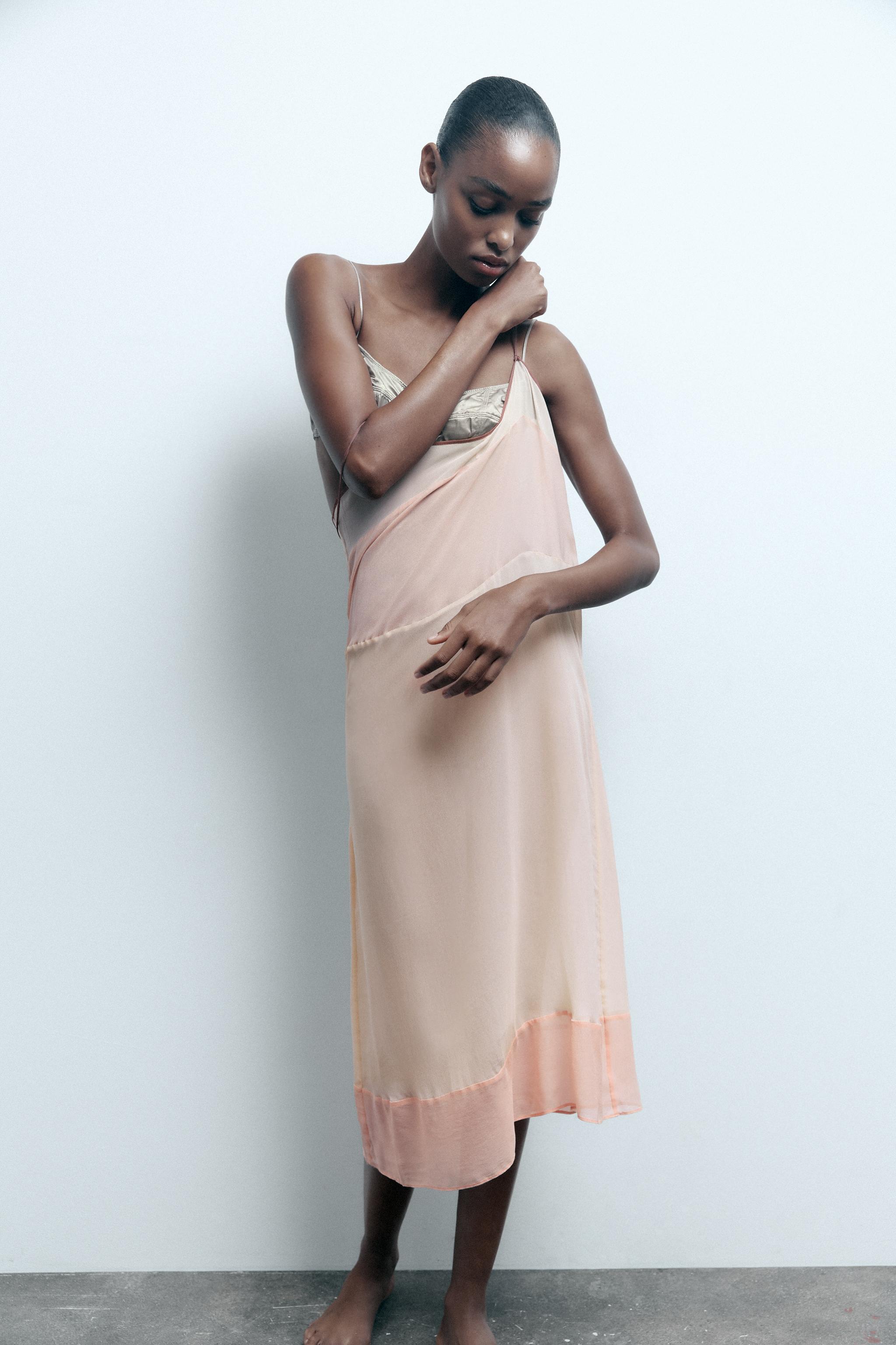 Zara pink shop camisole dress