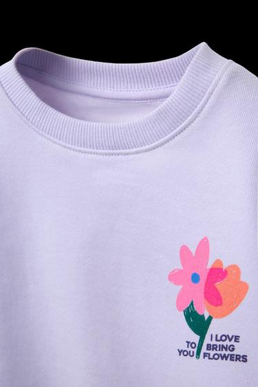 KUSCHELIG BEDRUCKTES SWEATSHIRT - Flieder von Zara
