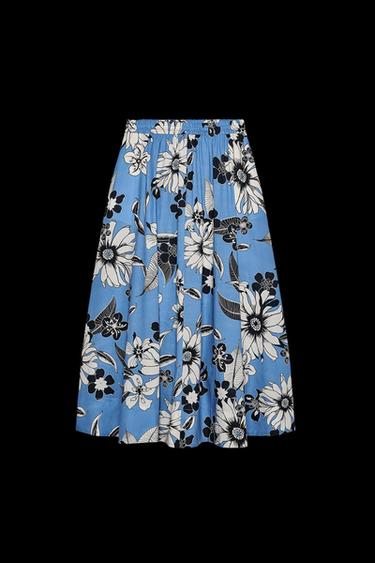 FALDA MIDI ESTAMPADA ZW COLLECTION - Azulón de Zara
